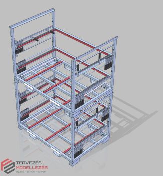 Ventilátorlemez-tároló kaloda gyártmányterv