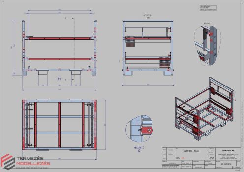 Ventilátorlemez-tároló kaloda gyártási dokumentáció (részlet)