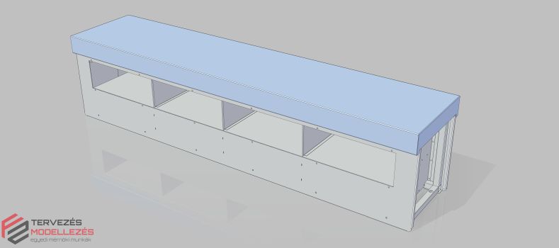Cipőtartós átülőpad inox fedlappal (gyártmányterv)